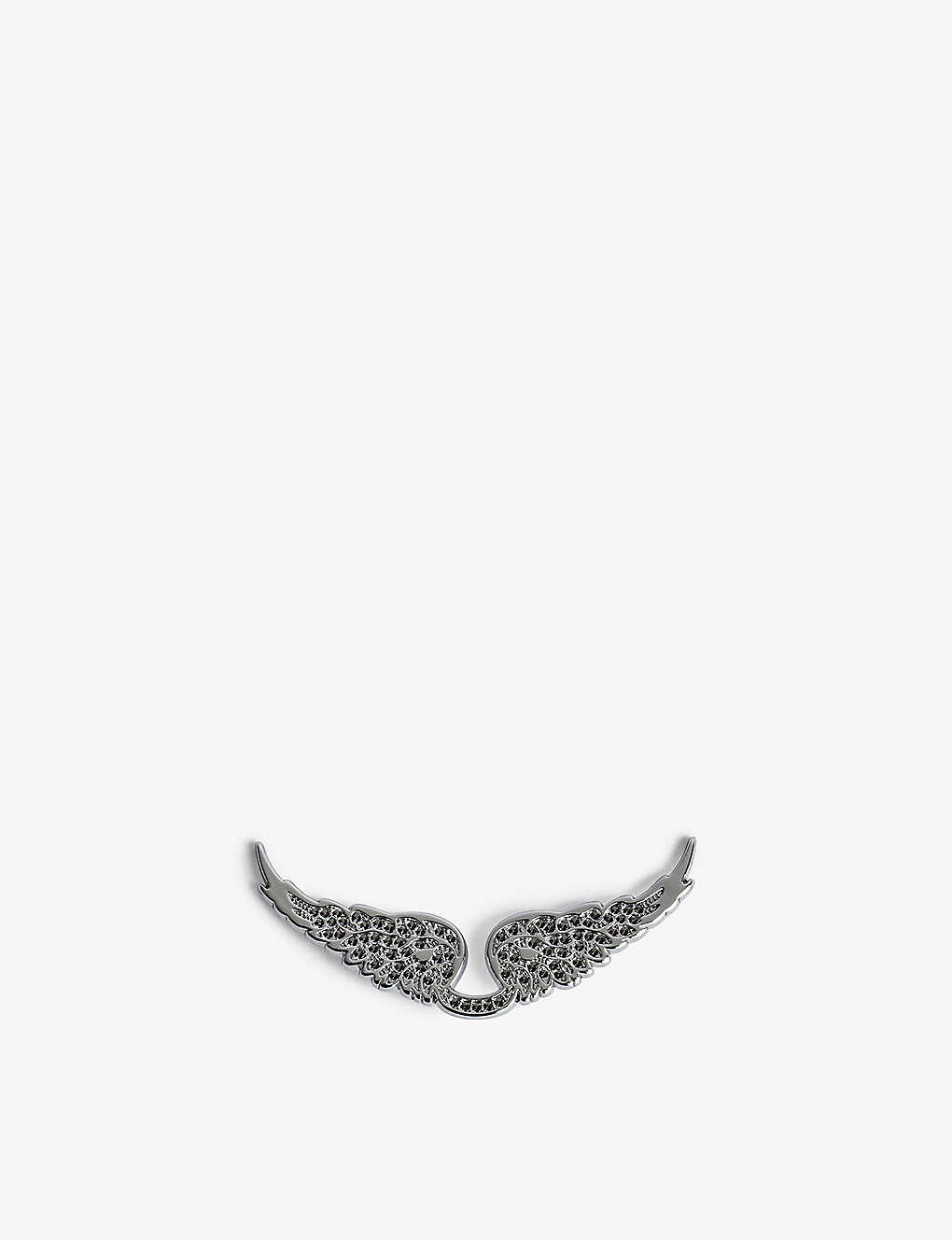 Zadig & Voltaire Zadig&voltaire Shiny Silver Hematite Swing Your Wings Rhinestone-encrusted Metal Badge