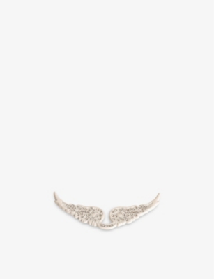 Zadig & Voltaire Womens Zadig&voltaire Swing Your Wings Rhinestone-encrusted Metal Badg In Shiny White/crystal