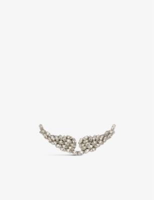 Zadig & Voltaire Swing Your Wings Rhinestone-encrusted Metal Badge In White