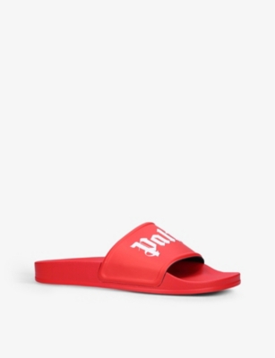 PALM ANGELS Logo-print rubber pool sliders