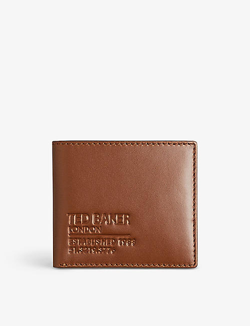 TED BAKER: Groote logo-embossed coin-pocket leather bifold wallet