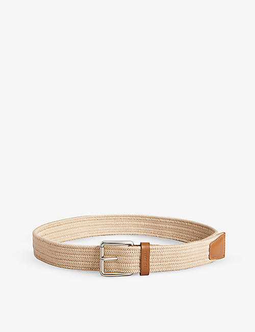 TED BAKER: Diumm leather-trim woven belt