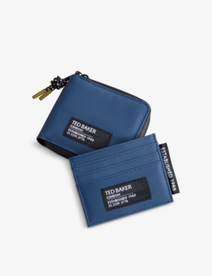 Shop Ted Baker Bentch Woven Wallet And Card Holder Gift Set In Navy