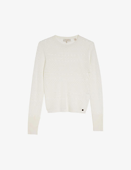 TED BAKER: Cette lace-stitched knitted jumper