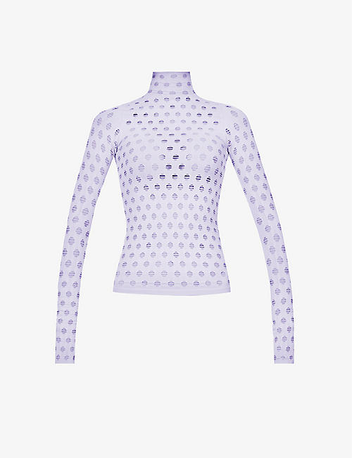 MAISIE WILEN: Perforated turtleneck stretch-jersey top
