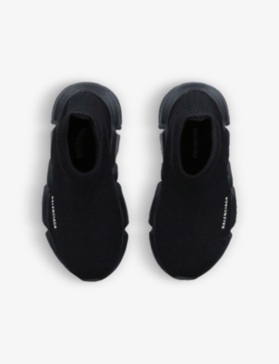 Shop Balenciaga Kids' Speed High-top Knitted Trainers In Black