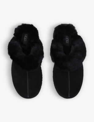 Ugg Disquette Sheepskin Platform Slippers In Black