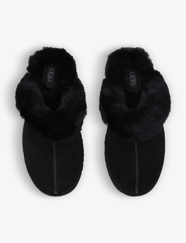 Disquette shearling-lined suede slippers