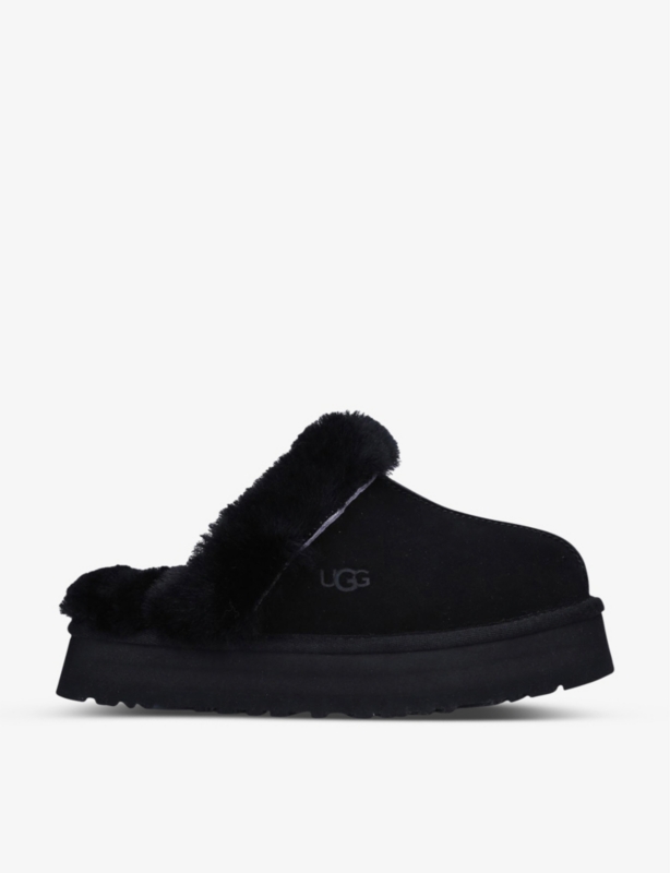 Disquette shearling-lined suede slippers