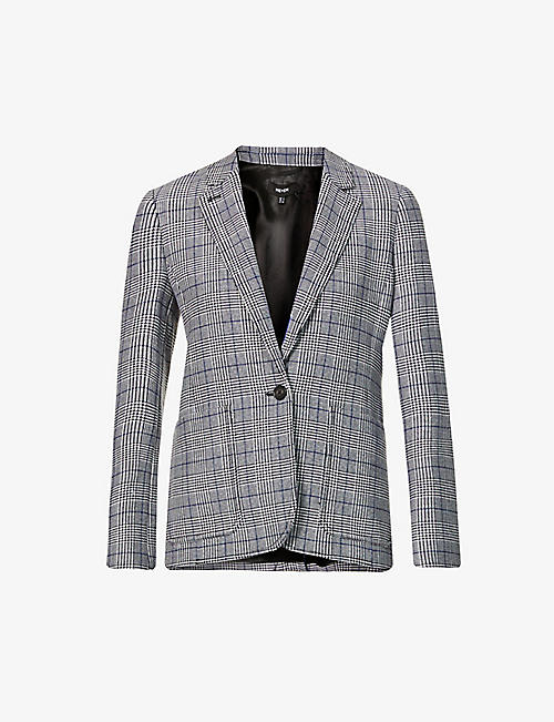 ME AND EM: Prince of Wales check regular-fit stretch-knit blazer