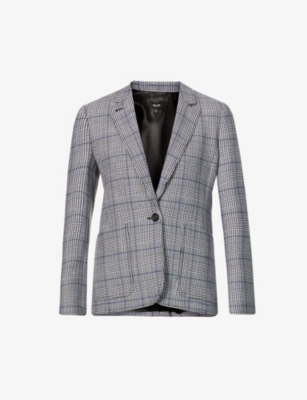 ME AND EM - Prince of Wales check regular-fit stretch-knit blazer ...