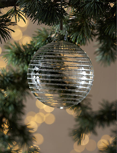 THE WHITE COMPANY: Round glittered glass Christmas decoration 8cm