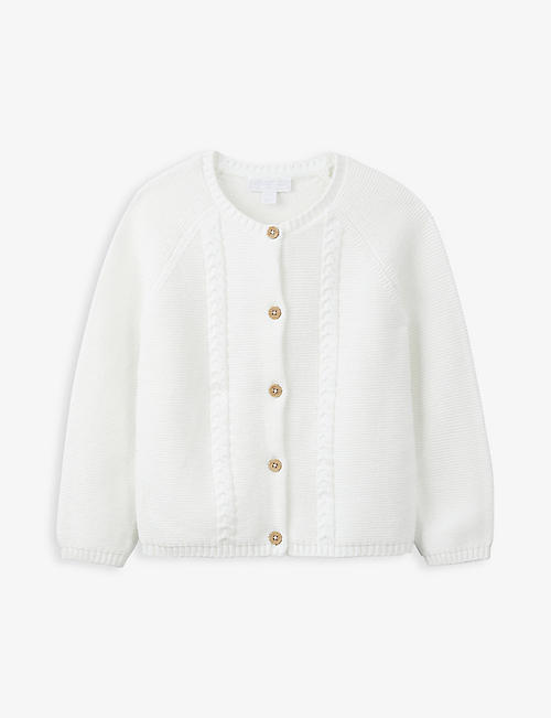 THE LITTLE WHITE COMPANY: Cable-knitted organic-cotton cardigan 0-24 months