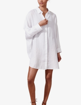 The White Company Relaxed-fit Long Linen Shirt In White