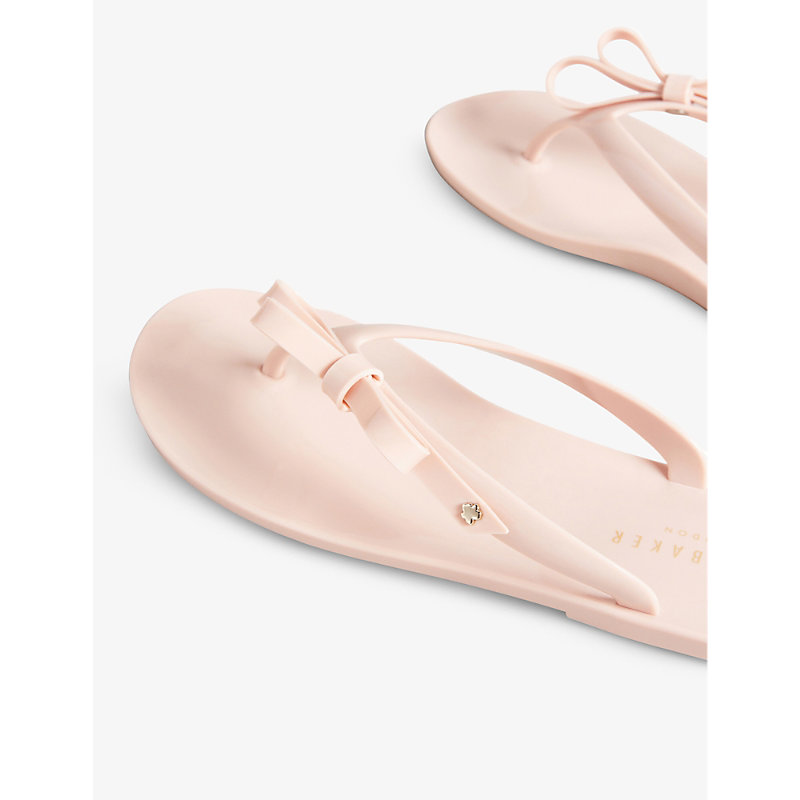 Shop Ted Baker Women's Dusky-pink Jassey Bow-detail Jelly Flip-flops