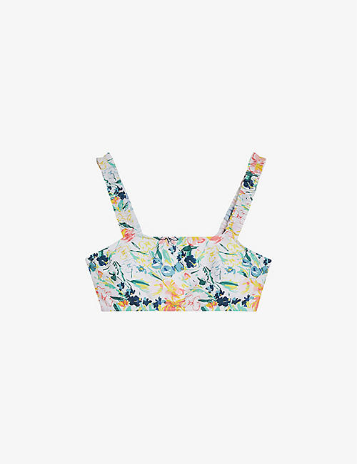 TED BAKER: Malray floral-print stretch-recycled polyester bikini top