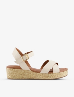 DUNE: Linnie flatform jute-trim leather sandals