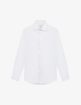 Reiss Mens White Frontier Slim-fit Stretch-cotton Shirt