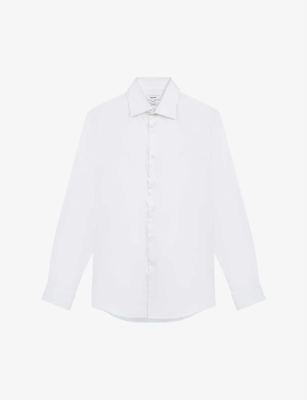Reiss Mens White Frontier Slim-fit Stretch-cotton Shirt