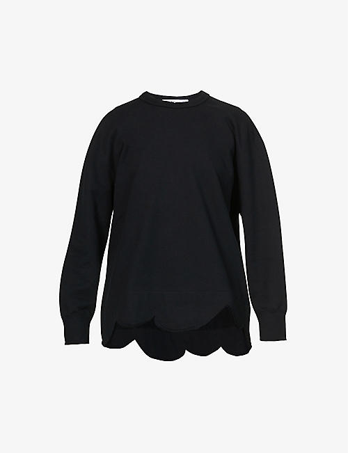 COMME COMME DES GARCONS: Relaxed-fit scalloped-hem cotton sweatshirt