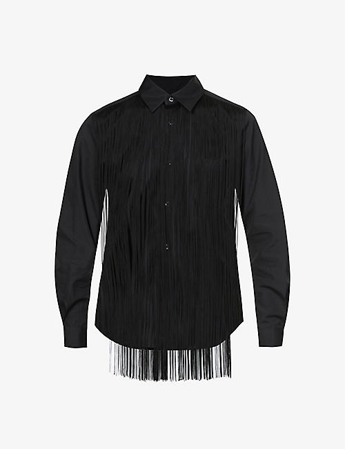 COMME COMME DES GARCONS: Fringed collared cotton shirt