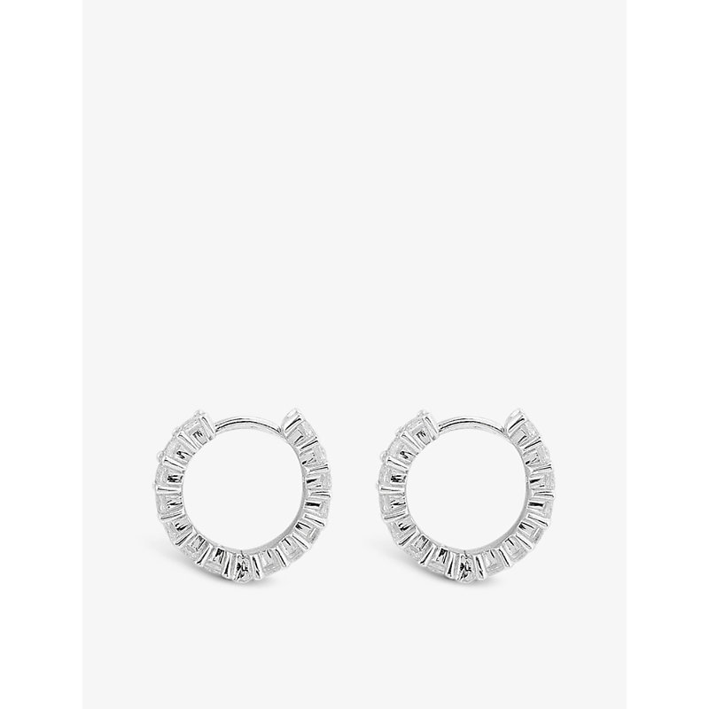 Shop Apm Monaco Eclat Sterling-silver And White Zirconia Hoop Earrings
