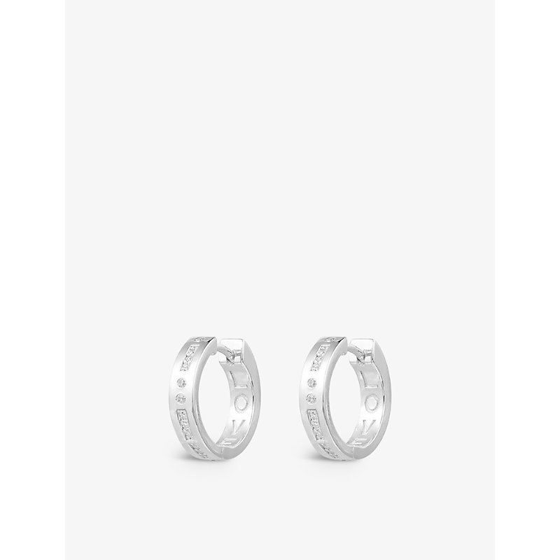 Apm Monaco Womens Silver Love Morse Code Sterling-silver Hoop Earrings