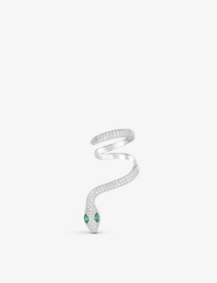 APM MONACO: Serpent sliding sterling-silver, zirconia and nano cuff earring