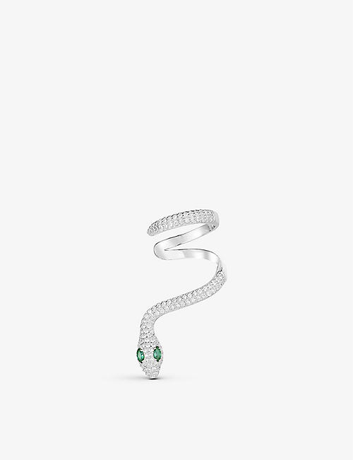 APM MONACO: Serpent sliding sterling-silver, zirconia and nano cuff earring
