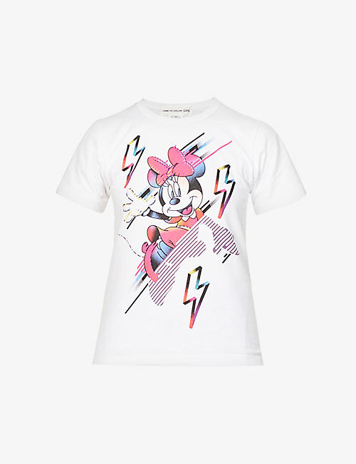 COMME DES GARCONS GIRL：米妮米老鼠图案印花棉质 T 恤