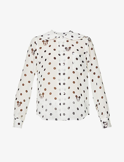 COMME DES GARCONS GIRL: Minnie Mouse and polka-dot-print crepe shirt