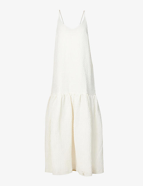 CO: Tiered V-neck linen-blend midi dress