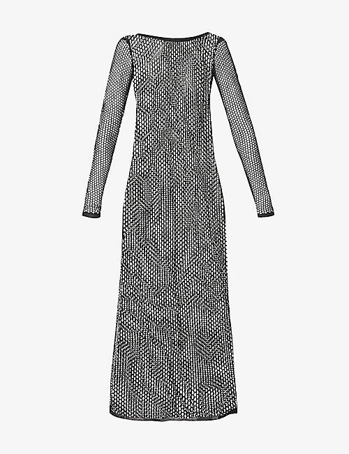 ISABEL BENENATO: Metallic long-sleeved mesh maxi dress
