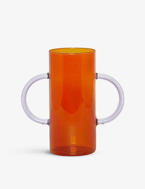 SOPHIE LOU JACOBSEN: Double-handle glass vase 20cm