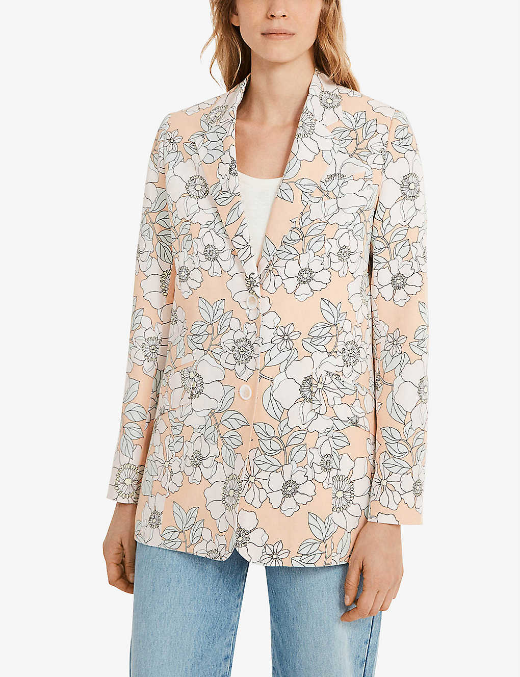 Claudie Pierlot Synthetic Vanessa Floral-print Woven Blazer in White Womens Clothing Jackets Blazers sport coats and suit jackets 