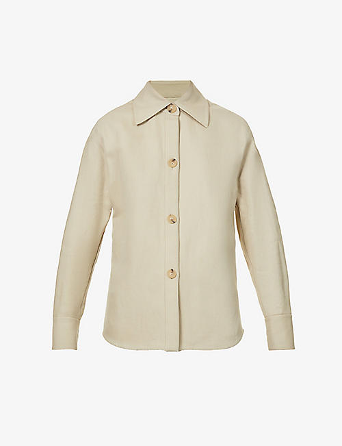 VINCE: Tie-back cotton and linen-blend shirt-jacket