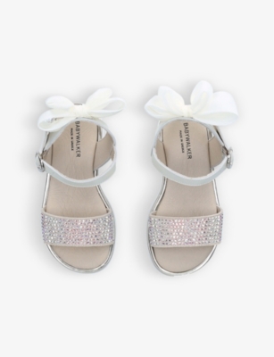 BABYWALKER: Bow Back crystal-embellished leather sandals 4-5 years