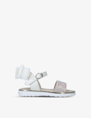 BABYWALKER: Bow Back crystal-embellished leather sandals 4-5 years