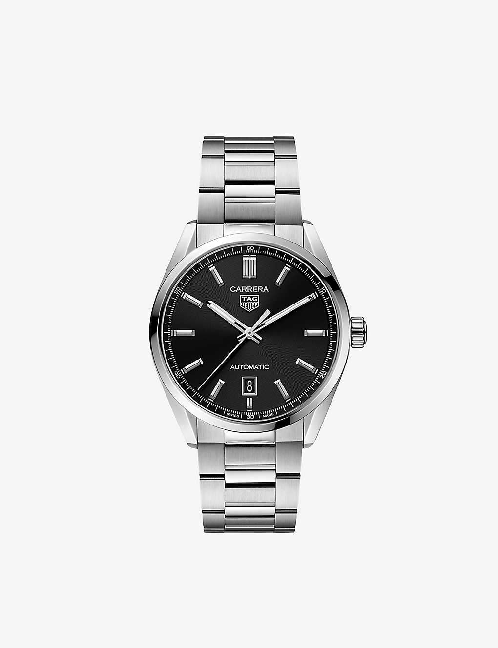 TAG HEUER TAG HEUER MEN'S BLACK WBN2110.BA0639 CARRERA STAINLESS-STEEL AUTOMATIC WATCH,54654403