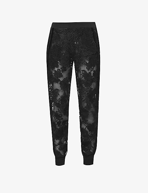 TOM FORD: Floral-embroidered tapered mid-rise woven trousers
