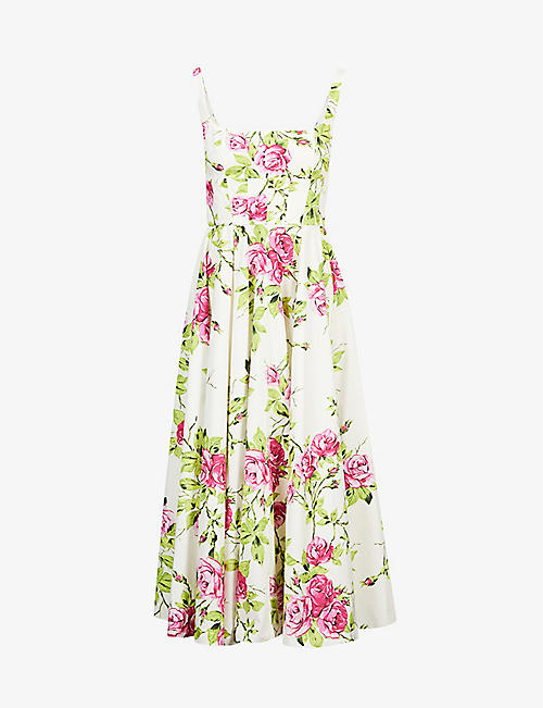 EMILIA WICKSTEAD: Mona floral-print cotton-poplin midi dress