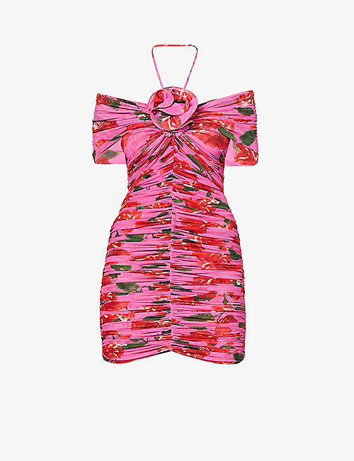 MAGDA BUTRYM: Floral-print stretch-woven mini dress