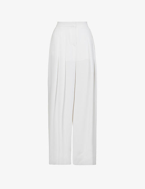 MONOT: Pleated wide-leg high-rise crepe trousers