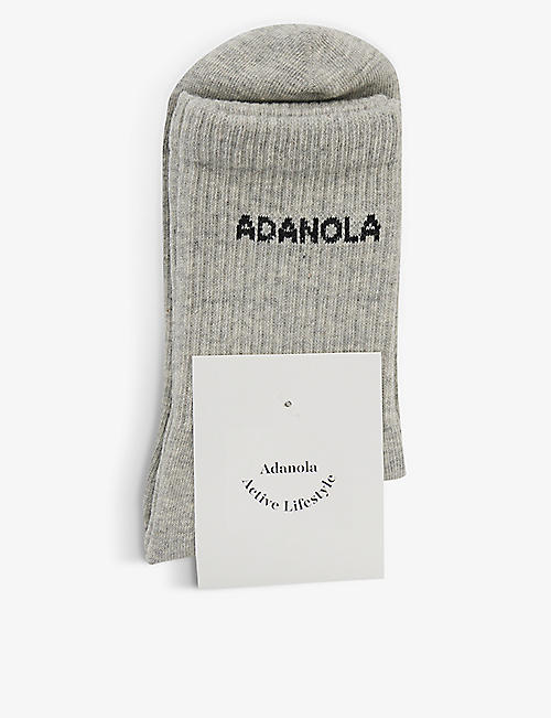 ADANOLA: Logo-print ribbed cotton-blend socks
