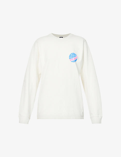 STUSSY: Global-peace relaxed-fit cotton-jersey top