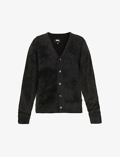 STUSSY: V-neck button-down knitted cardigan