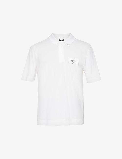 FENDI: Logo-patch cotton-piqué polo shirt