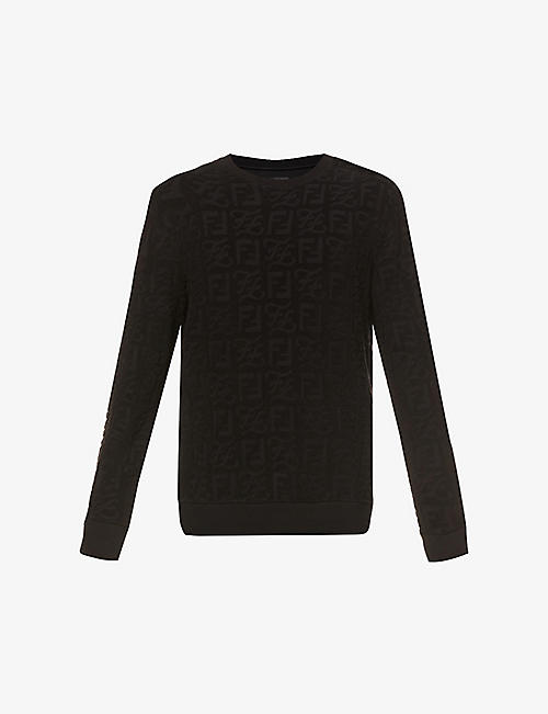 FENDI: Logo-embroidered cotton-blend sweatshirt