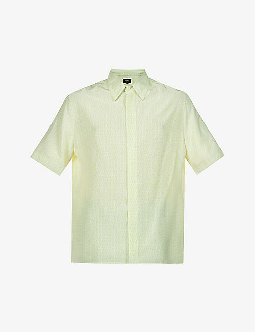 FENDI: Karligraphy geometric-print silk shirt