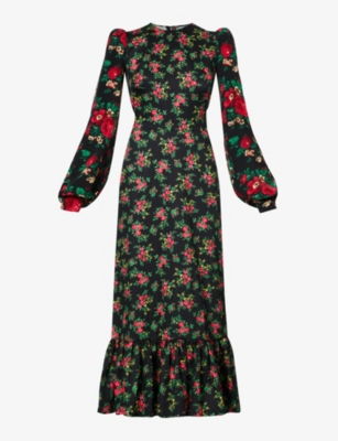 THE VAMPIRE'S WIFE VILLANELLE FLORAL-PRINT COTTON MIDI DRESS,54677464